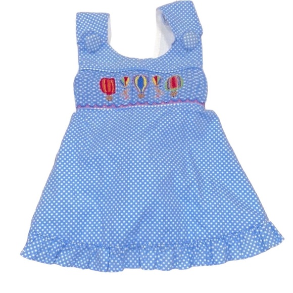 Three Sisters blue checkered embroidered dress size 6 months - Picture 1 of 5